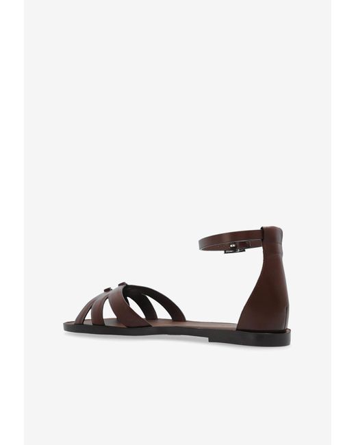 Max Mara White Cut-Out Leather Flat Sandals