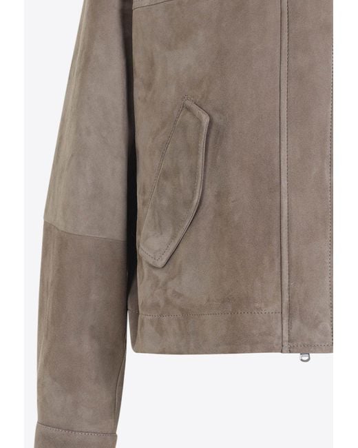 Brunello Cucinelli Brown Zip-Up Suede Jacket