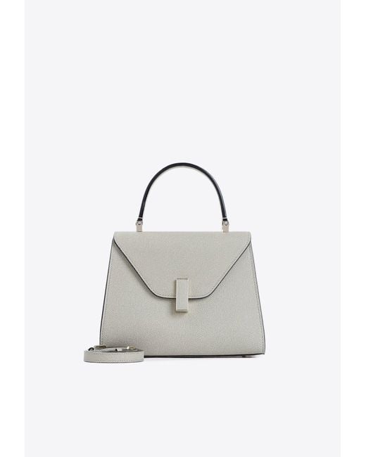 Valextra White Mini Iside Leather Top Handle Bag