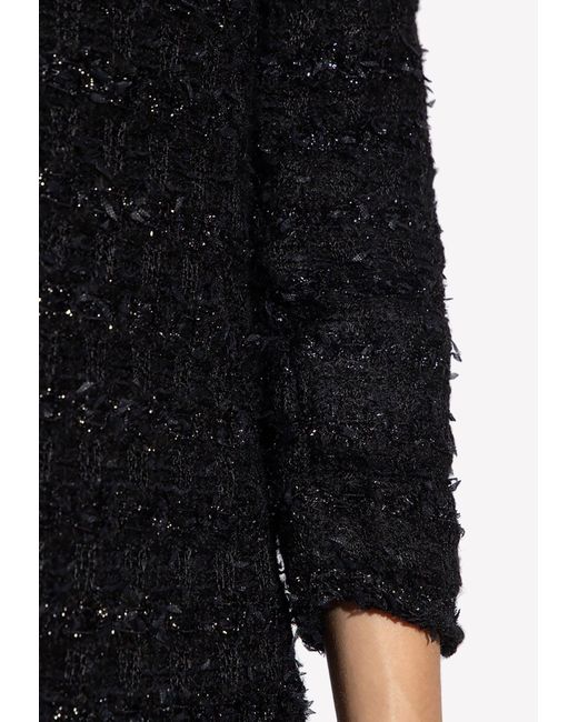 Balenciaga Black Back-To-Front Tweed Maxi Dress