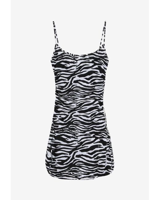 The Attico White Zebra Print Cover-Up Mini Dress