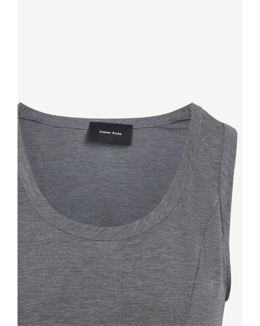 Simone Rocha Gray Easy Tank Top With Bow Tails