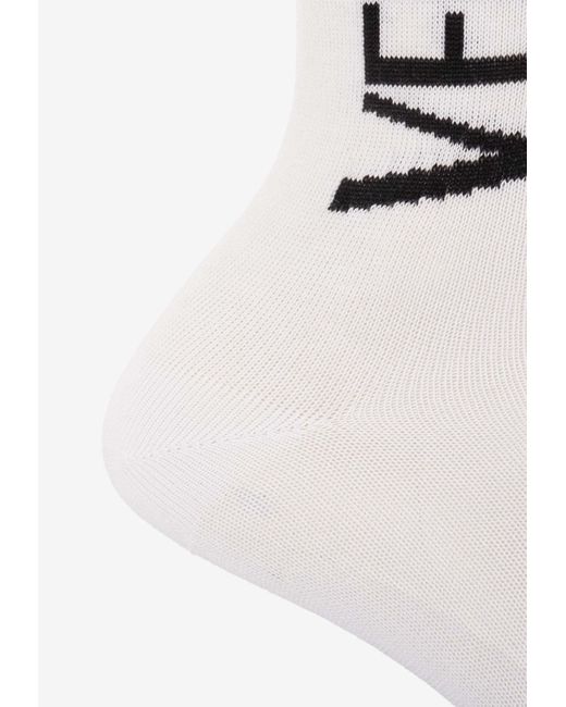 Versace White Logo Intarsia Logo Socks for men