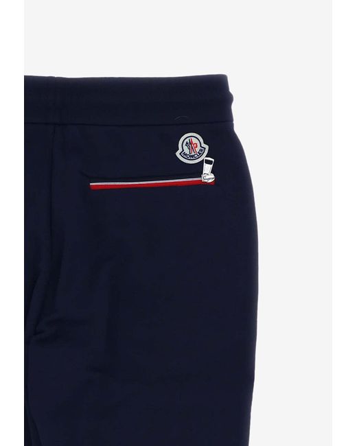 Moncler Blue Logo Patch Track Pants for men