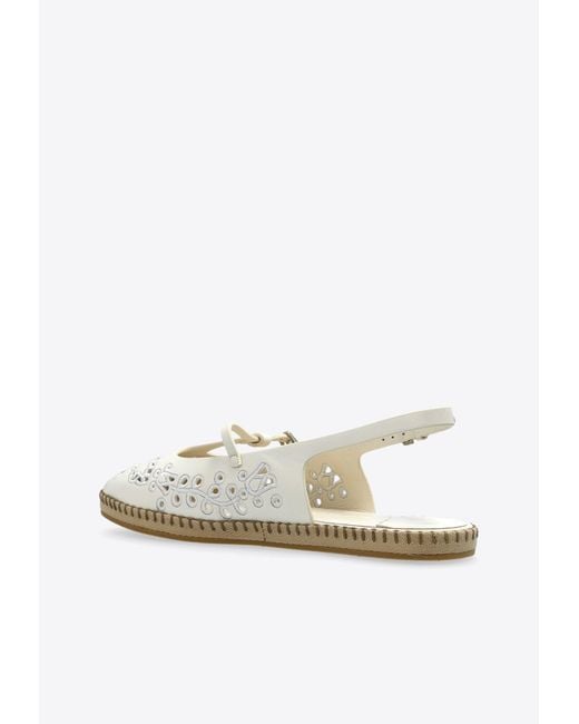Jimmy Choo White Amiee Sangallo Embroidered Leather Espadrilles