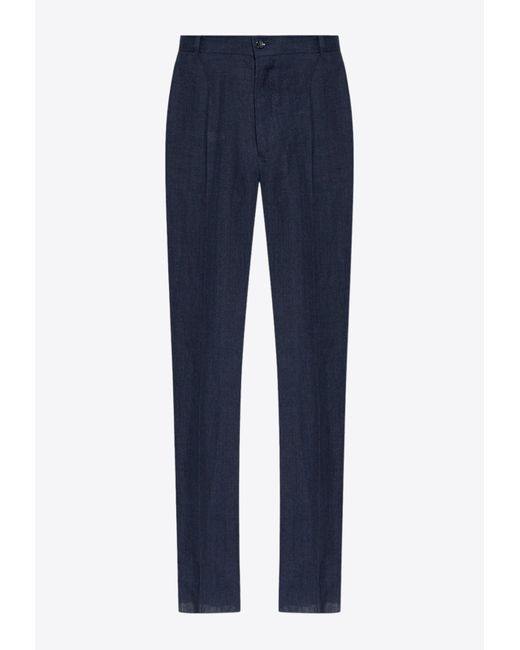 Dolce & Gabbana Blue Straight-Leg Tailored Pants for men