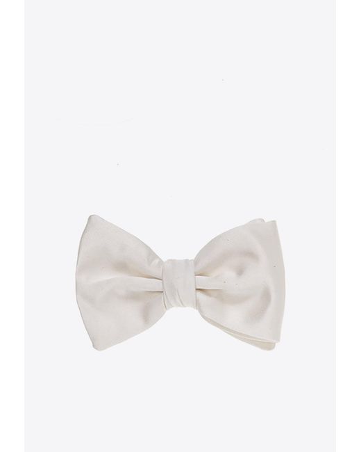 Emporio Armani White Classic Silk Bow Tie for men