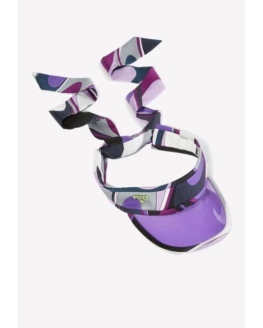 Emilio Pucci Purple Marmo-print Silk-twill Visor