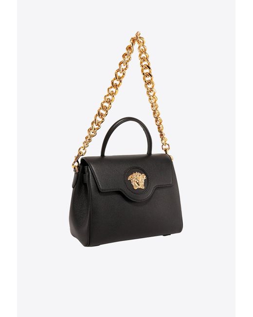 Versace Black La Medusa Leather Handbag