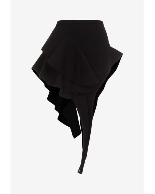 Mugler Black Low-Rise Asymmetric Mini Skirt