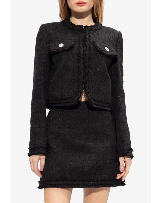 Versace Black Sequin-Embellished Tweed Jacket