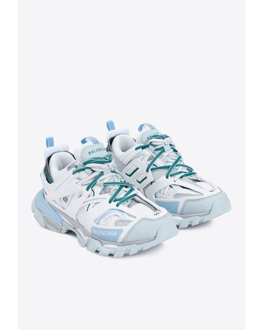 Balenciaga Blue Track Mesh And Nylon Low-Top Sneakers