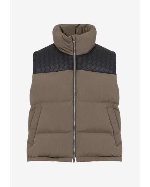Bottega Veneta Brown Puffer Intrecciato Gilet