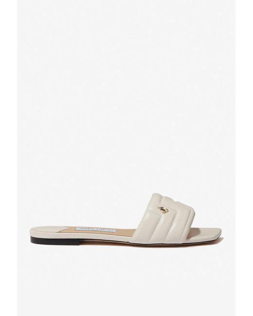 Jimmy Choo Themis Quilted Flat Sandals In Nappa Leather in White | Lyst UK