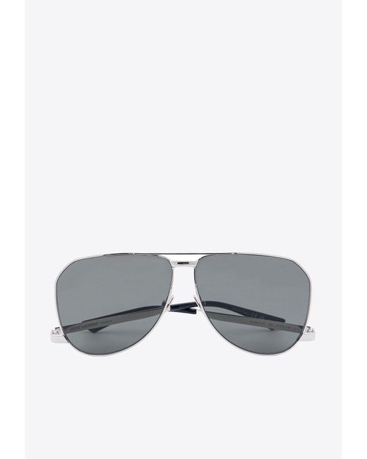 Saint Laurent Gray Double-Bridge Aviator Sunglasses for men