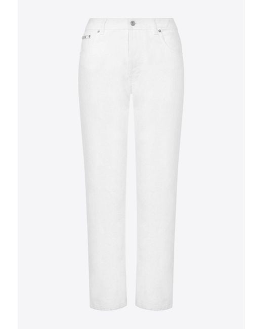 Moschino White Logo Patch Cropped Jeans
