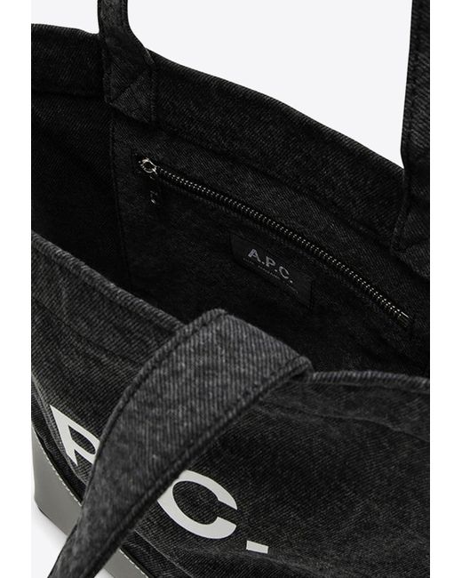 A.P.C. Black Small Axel Logo Print Tote Bag for men