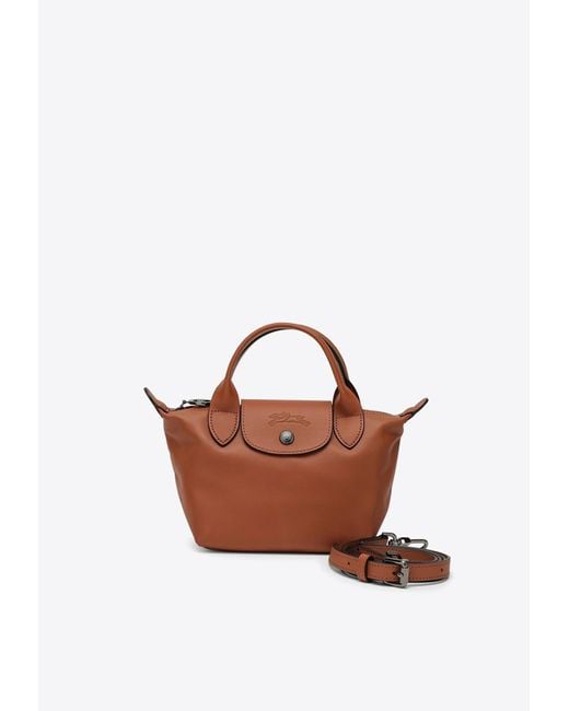 Longchamp Xtra Xs Le Pliage Top Handle Bag in Brown Lyst