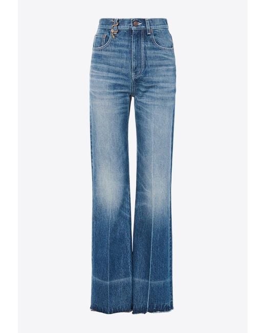 Chloé Blue Washed-Effect Boot-Cut Jeans