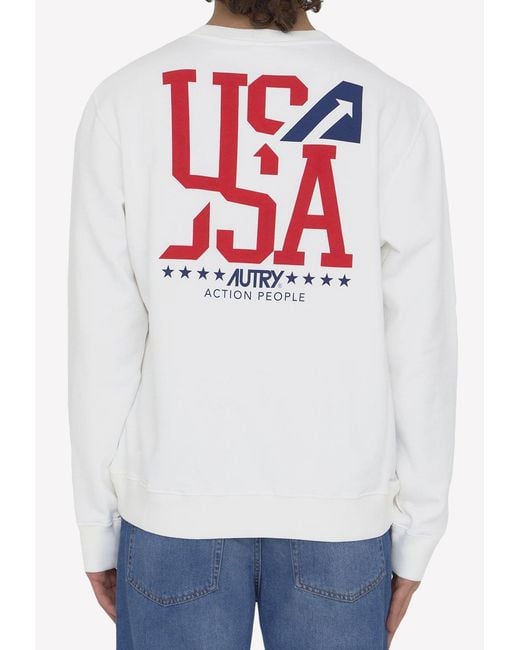 Autry White Printed Pullover Sweatshirt for men