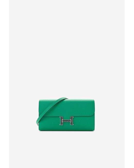 Hermès Green Constance To Go Wallet In Vert Jade Epsom With Vert Cypress Hardware