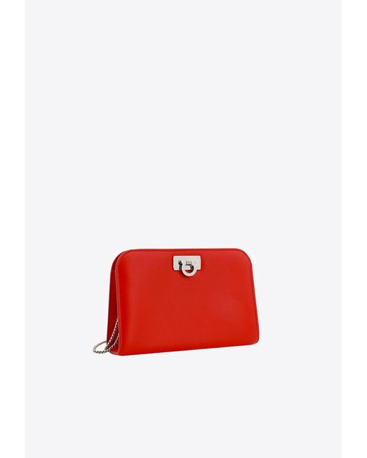Ferragamo Red Mini Diana Clutch Bag