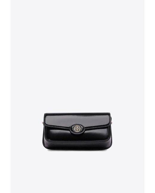 Tory Burch White Robinson Spazzolato Patent Leather Shoulder Bag