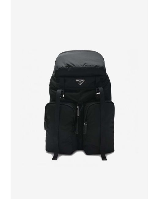 Prada Black Triangle Logo Backpack for men