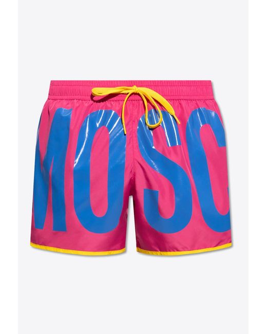 Moschino Blue Maxi Logo Swim Shorts for men