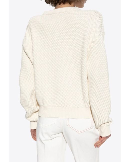 Versace White Logo Knit Crewneck Sweater
