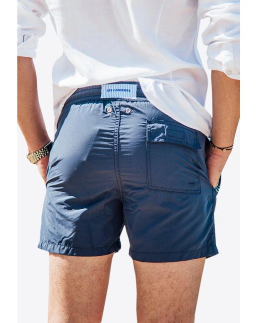 Les Canebiers Blue All-Over Saint-Barth Embroidered Swim Shorts for men