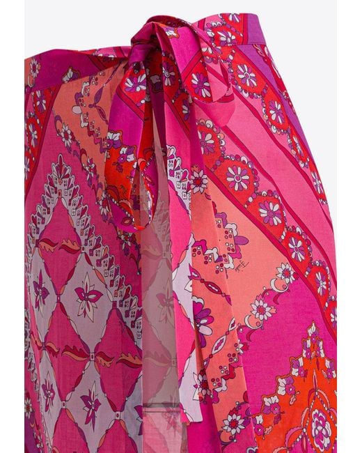 Emilio Pucci Pink Festa Print Sarong Skirt