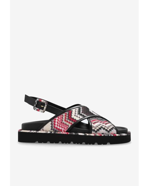 Missoni White Patterned Buckled Sandals