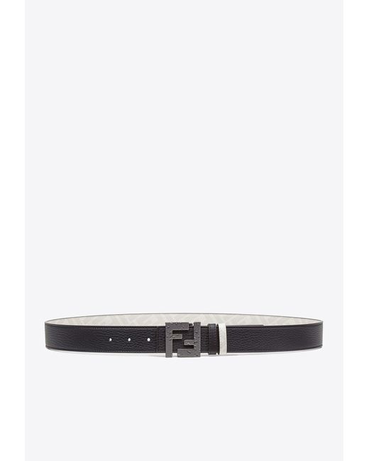 Fendi White Logo Leather Reversible Belt for men