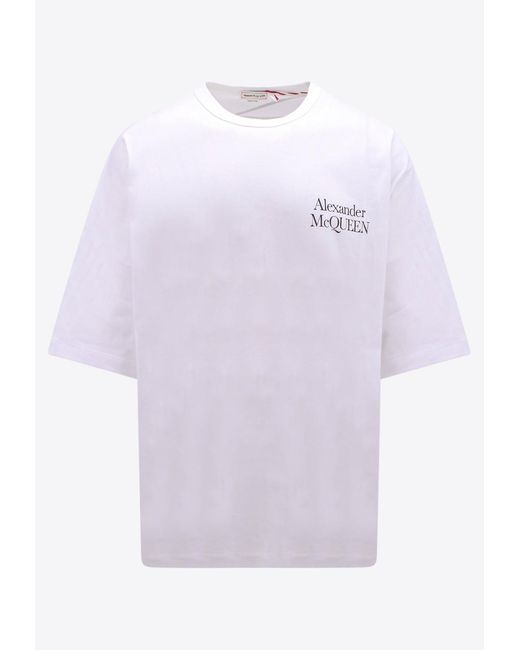 Alexander McQueen Purple Exploded Logo Crewneck T-Shirt for men
