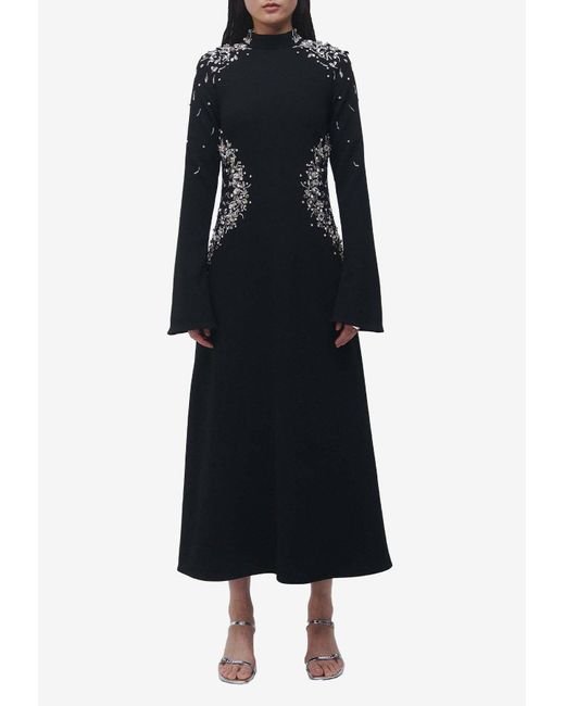 SIMKHAI Black Odetta Long-sleeved Midi Dress