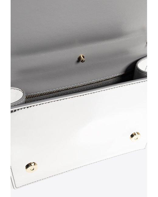 Dolce & Gabbana White Dg Logo Metallic Leather Shoulder Bag