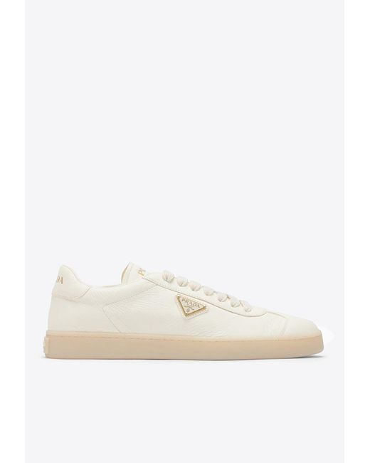 Prada White Low-Top Leather Sneakers