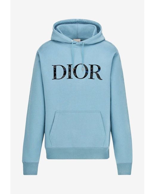 Dior Blue X Peter Doig Hooded Logo Sweatshirt Mrtwstd_s for men