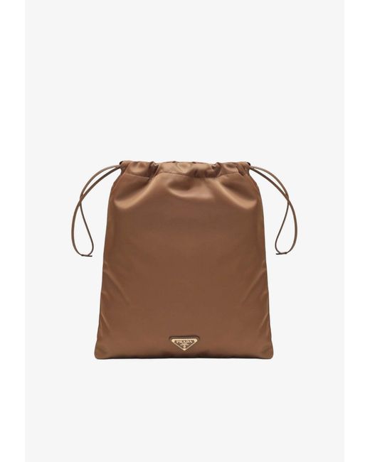 Prada Brown Drawstring Pouch Bag