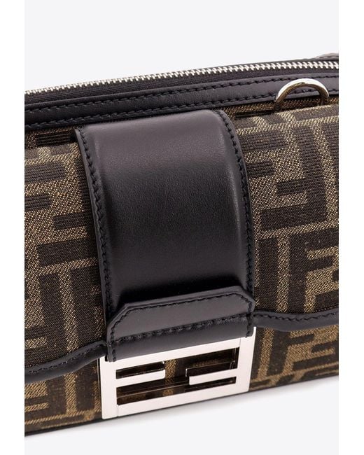 Fendi White Double Baguette Ff Jacquard Messenger Bag for men