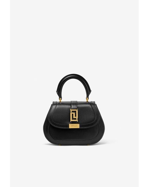 Versace Black Mini Greca Goddess Top Handle Bag