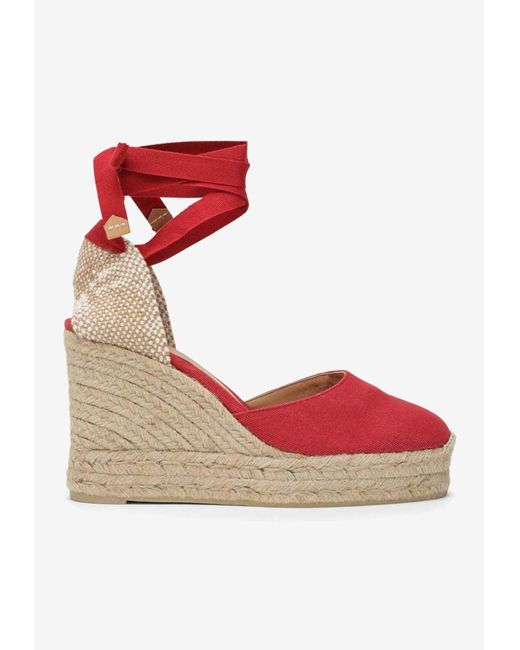 Castaner Red Carina 80 Lace-Up Espadrilles