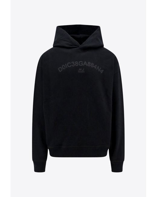 Dolce & Gabbana Black Logo Print Hooded Sweatshirt for men