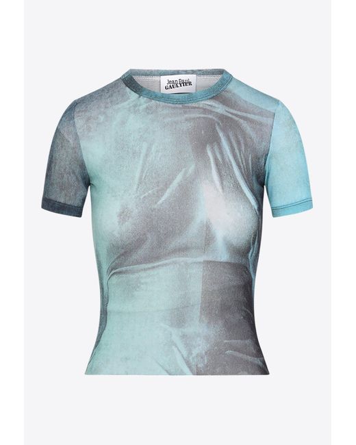 Jean Paul Gaultier Blue Mesh Baby Printed Water T-Shirt