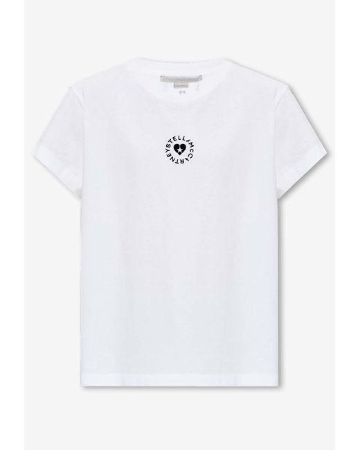 Stella McCartney White Heart Logo Crewneck T-Shirt
