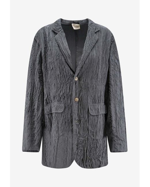 Alysi Gray Single-Breasted Wrinkled Blazer