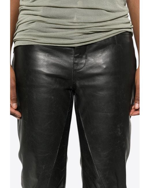 Rick Owens Black Detroit Leather Pants