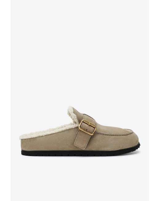 Prada White Suede Leather Flat Mules