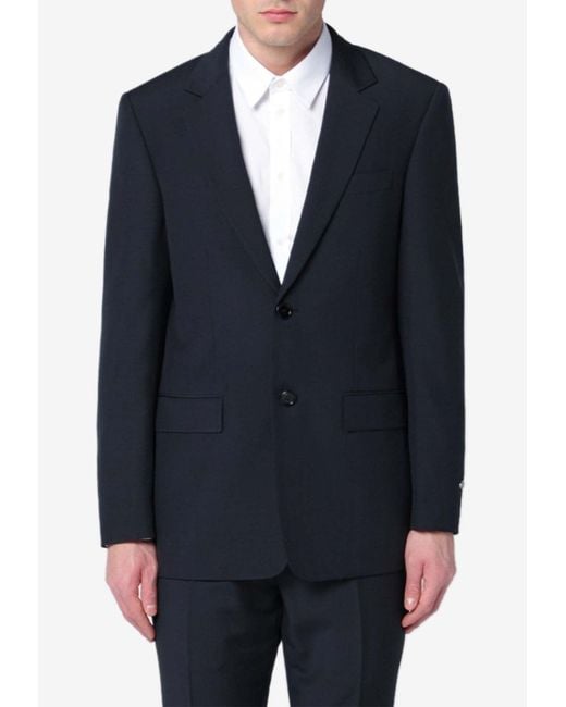 Burberry Blue Single-Breasted Wool Blend Jacket for men